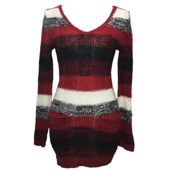 NWT Rue 21 Red Gray and White Sweater Dress - Picture 1 of 8